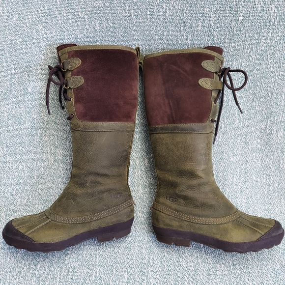 Ugg Becloud Waterproof Genuine Shearling Lined Tall Lace Up Boot Size 7 - Picture 3 of 13